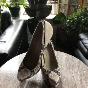 Suede and snake  skin Pump